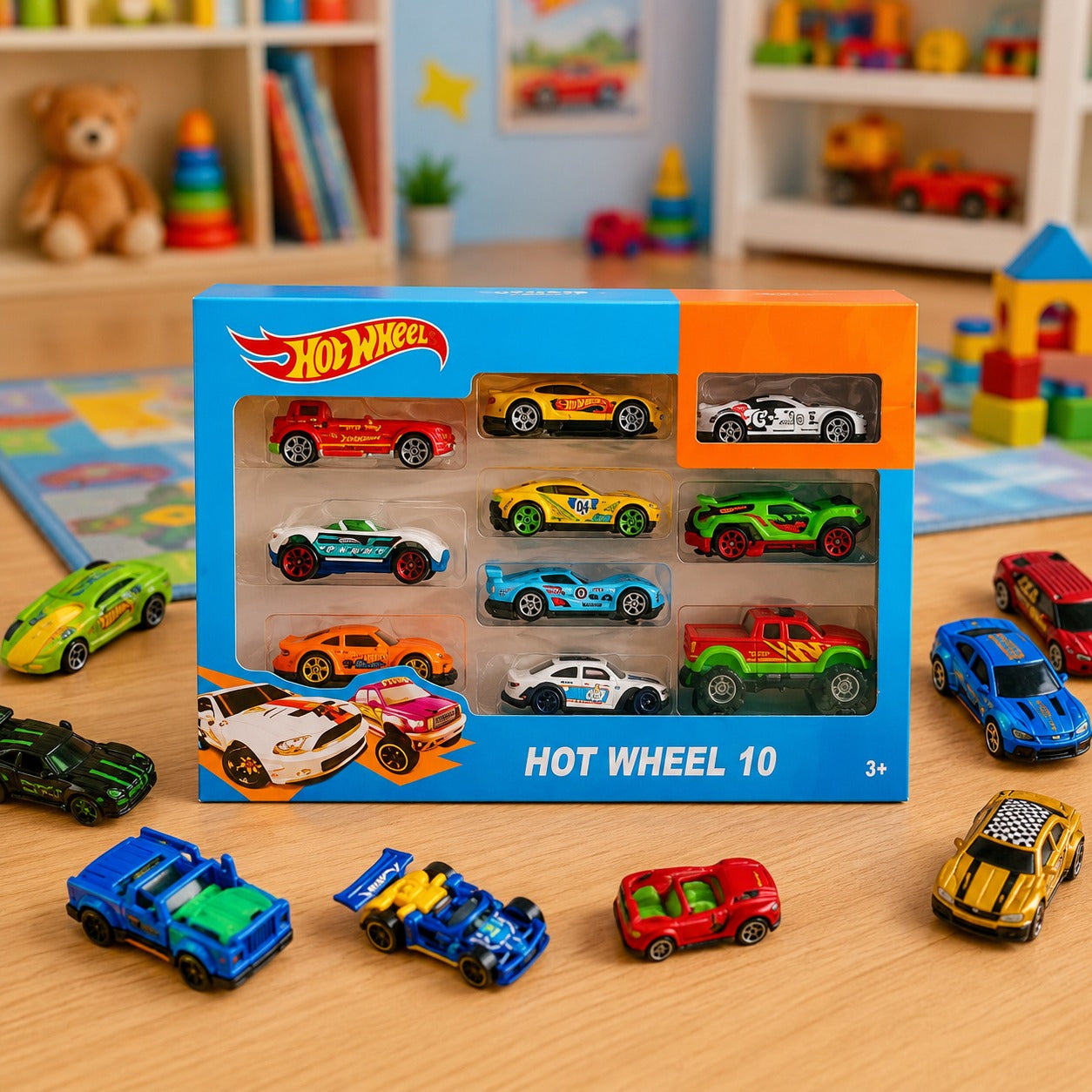 (T-009) Hot Wheels Metal Toy Car Collection – Alloy Vehicles Set (Pack - 10 Pcs)