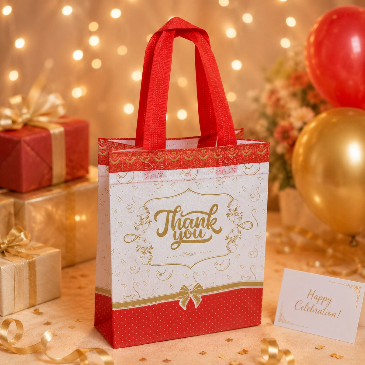 (R37) (MOQ: 30 Pcs) Thank You Printed Return Gift Bags with Handle