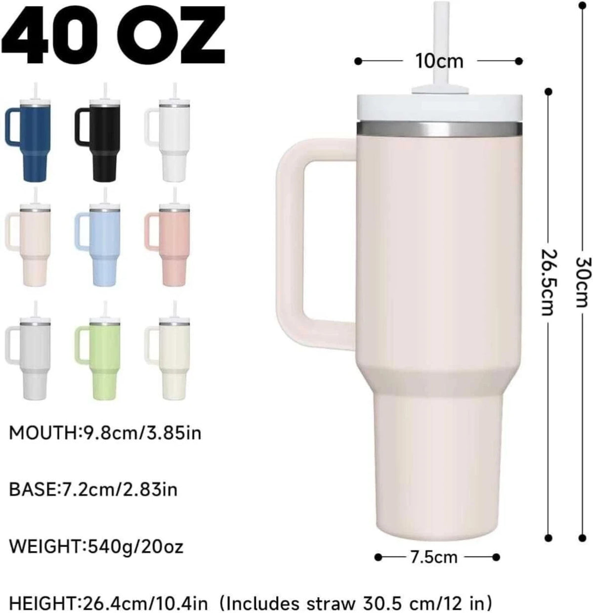 (B55) Vacuum Insulated Stainless Steel 1200 ML Travel Mug Tumbler
