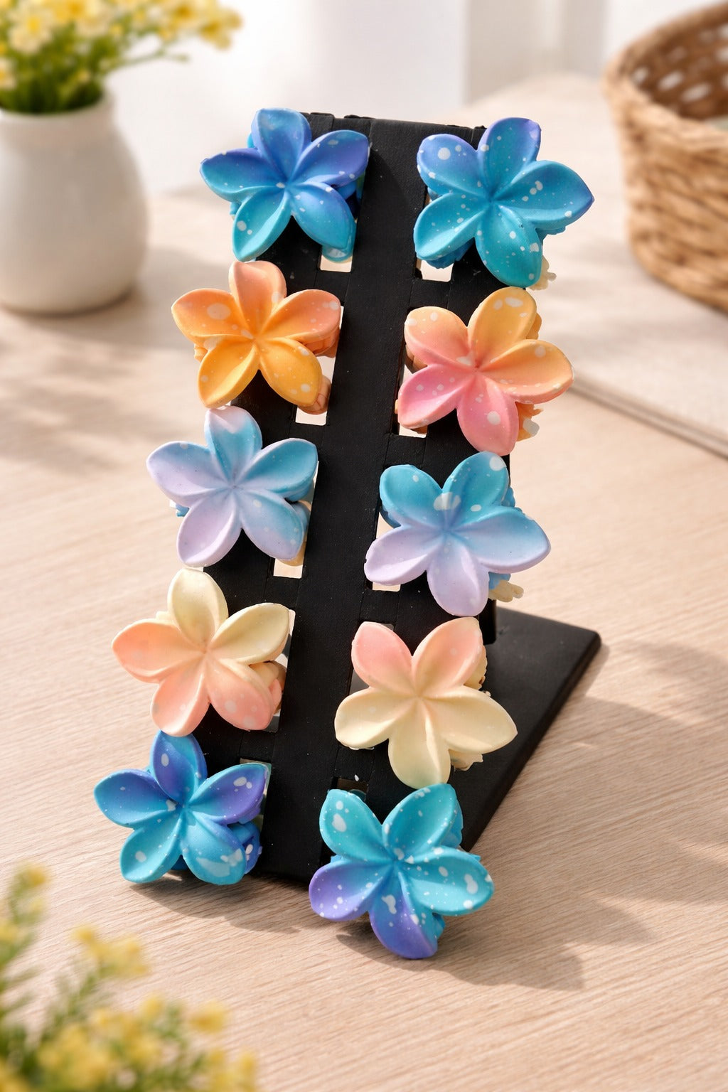 (WA-009) Plumeria Flower Foam Hair Clips | (Single Piece 8.Rs) PACK OF 12 – 96