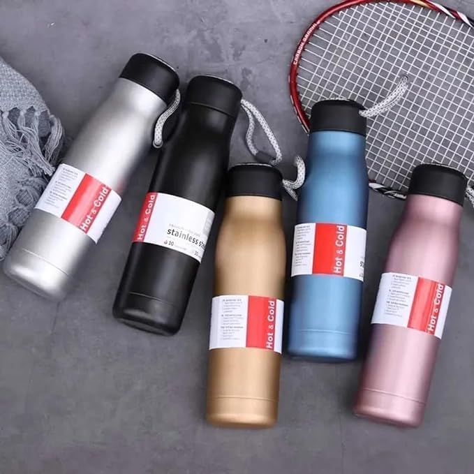 (B-010) Stainless Steel Hot & Cold 550ml  Double Wall Flask with Strap