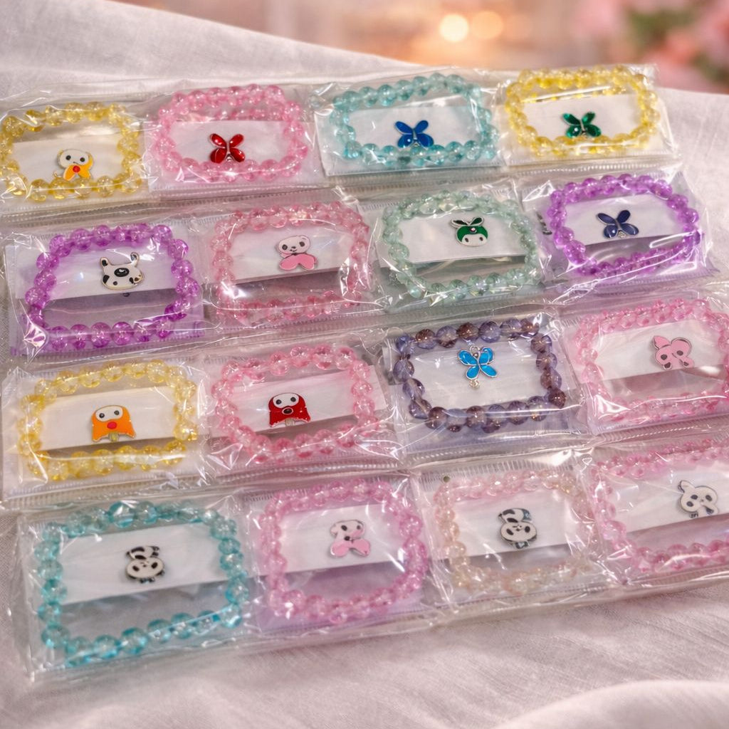(076) Crystal Bracelet with Cute Panda Charm (One Piece 15.Rs) PACK OF 12 – 180