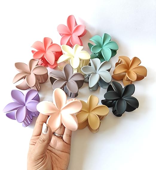 (077) Matte Floral Hair Flower Claw Clips – (One Piece 10.Rs) BOX OF 24 - 240