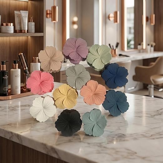 (077) Matte Floral Hair Flower Claw Clips – (One Piece 10.Rs) BOX OF 24 - 240