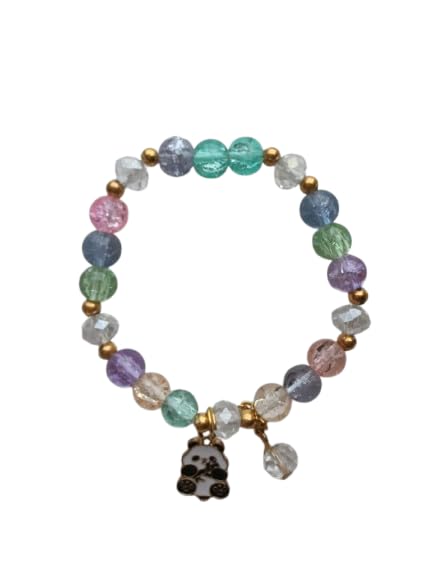 (076) Crystal Bracelet with Cute Panda Charm (One Piece 15.Rs) PACK OF 12 – 180