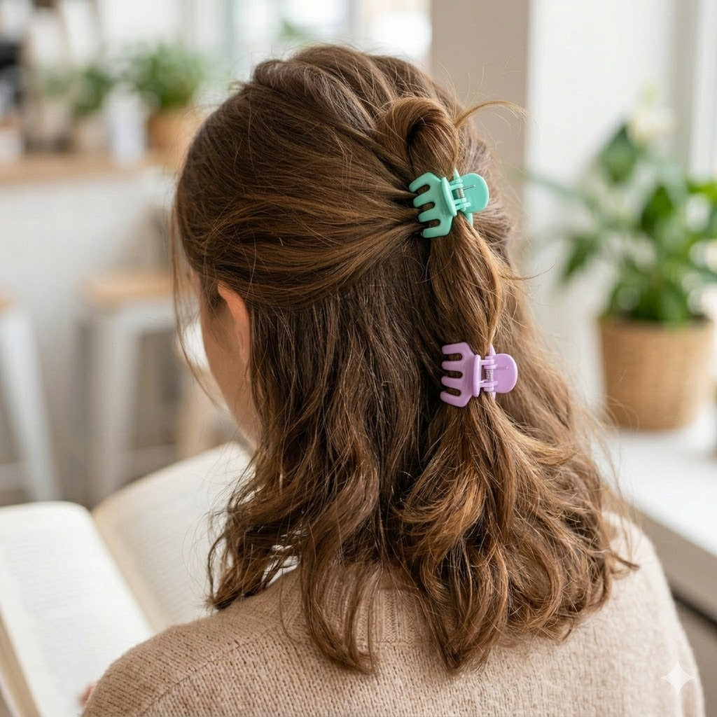 (074) (MOQ - 4 Pcs) Small Hair Stylish  Claw Clips - (One Piece 6.Rs) PACK OF 12 - 72