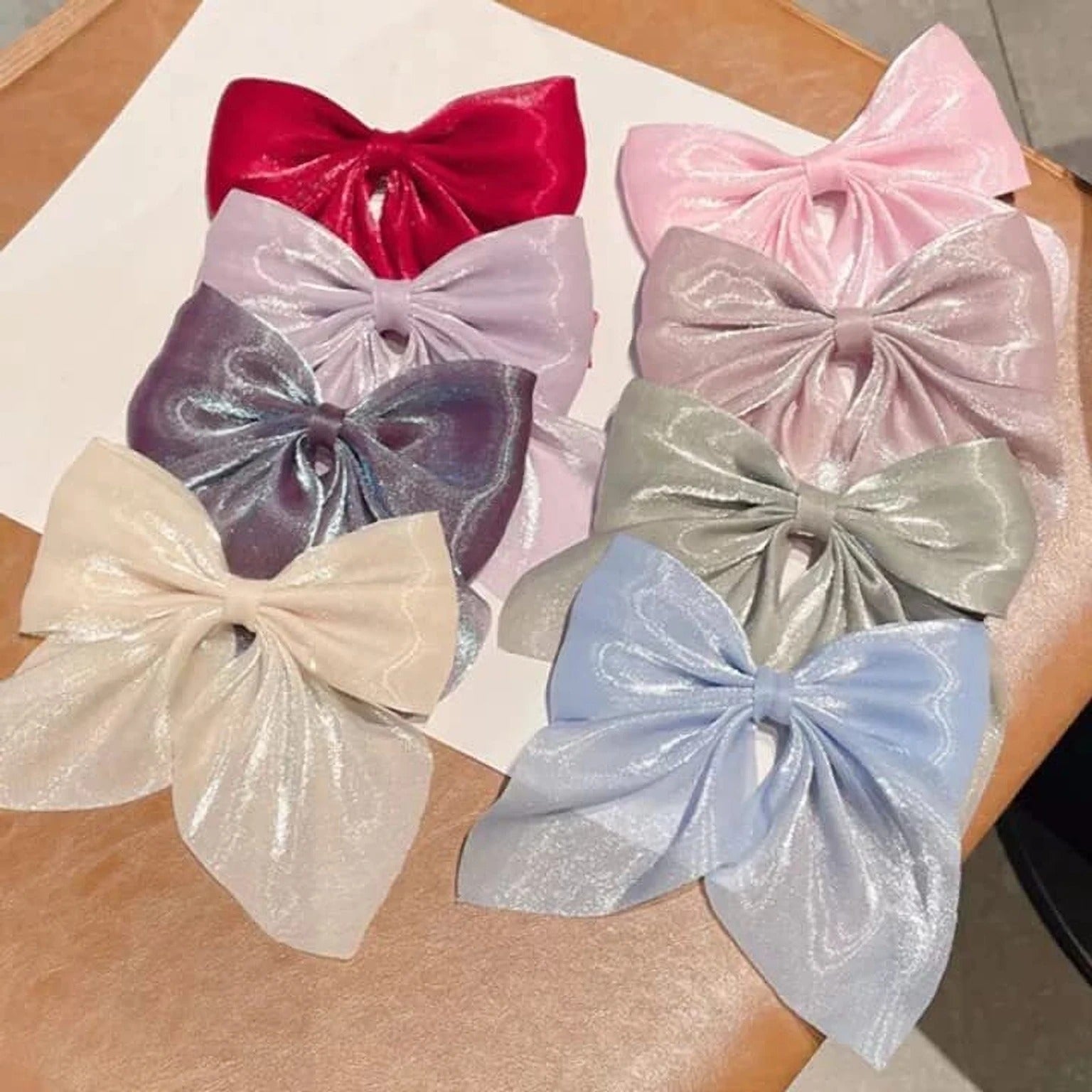 (070) Glitter Fabric Bow Hair Clips – (One Piece 15.Rs) PACK OF 12 PIECES - 180