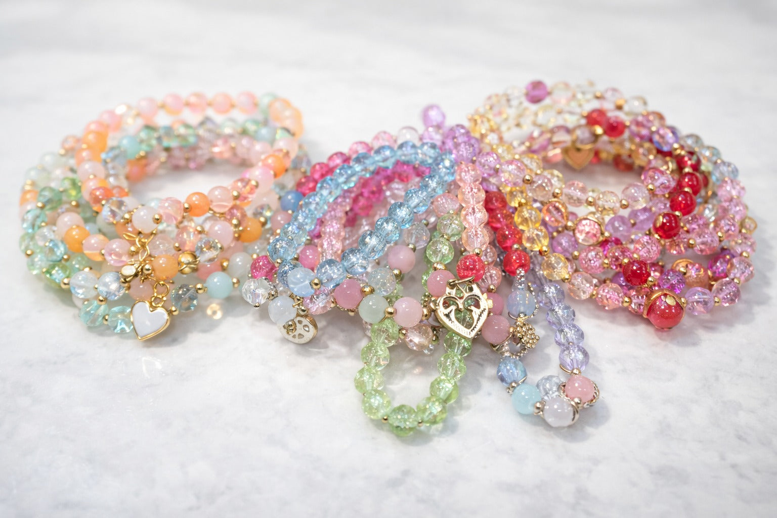 (069) Premium Crystal Beads Bracelet (One Piece 30.Rs) | 10 PIECES - 300