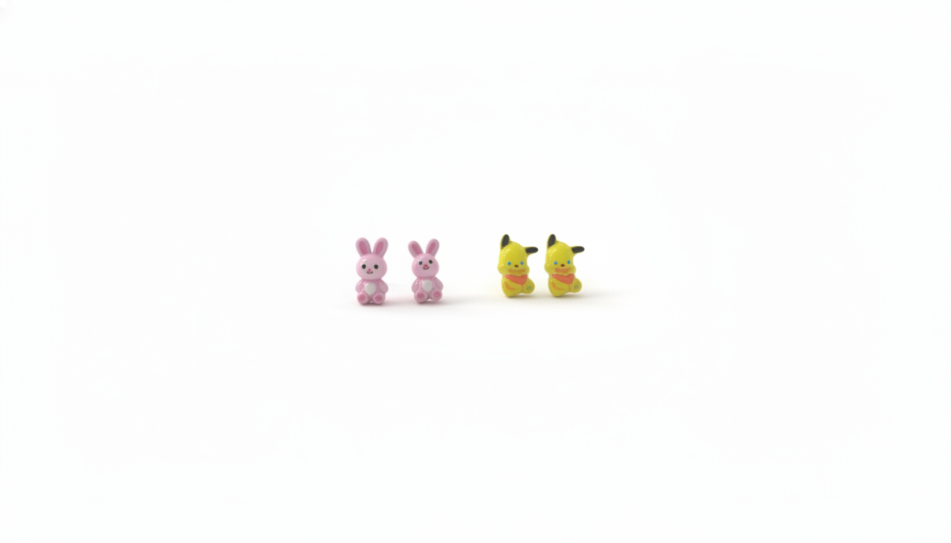 (064) Kids Multicolor Cute Shape Studs – (One Pair 6.Rs) PACK OF 36 PAIRS – 216
