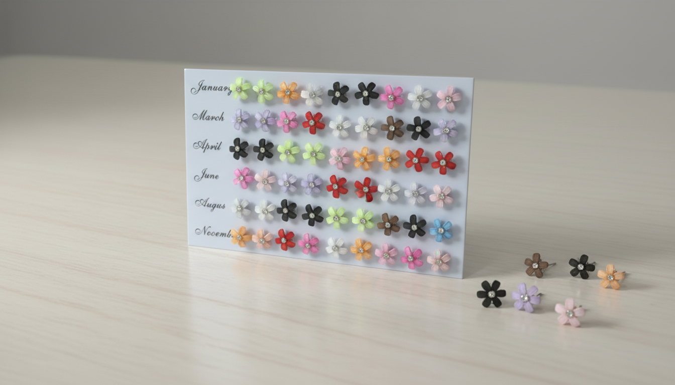 (061) Small Flower Shape Studs – (One Pair 6.Rs) PACK OF 36 PAIRS – 216