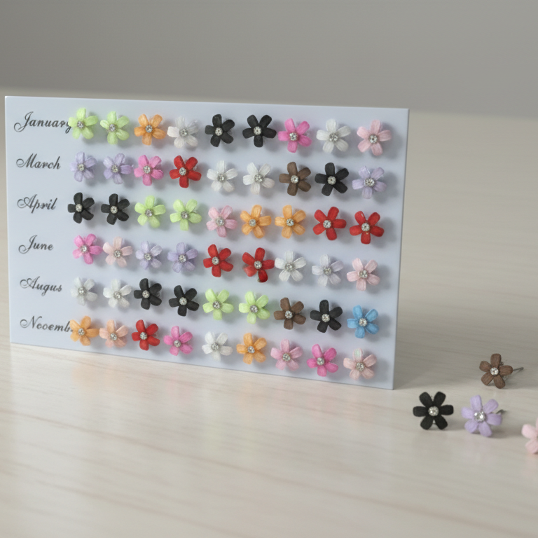 (WA61) Small Flower Shape Studs – (One Pair 6.Rs) PACK OF 36 PAIRS – 216
