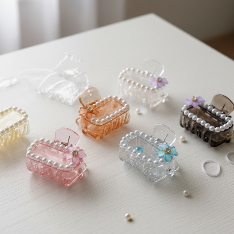 Multicolor Pearl Flower Hair Clips (060) | (One Piece 40.Rs) PACK OF 12 - 480