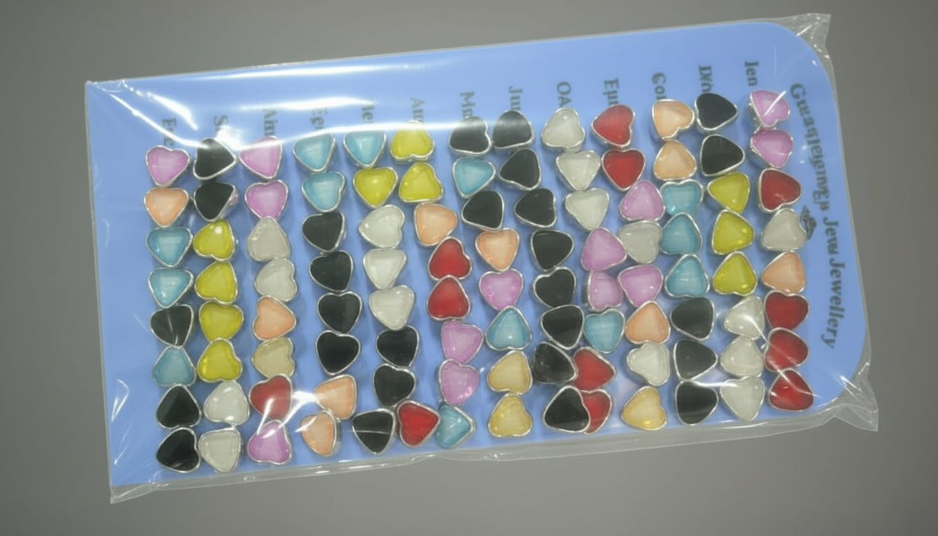 (066) Beautiful Heart Shape Stud Earrings – (One Pair 10.Rs) PACK OF 36 PAIRS – 360