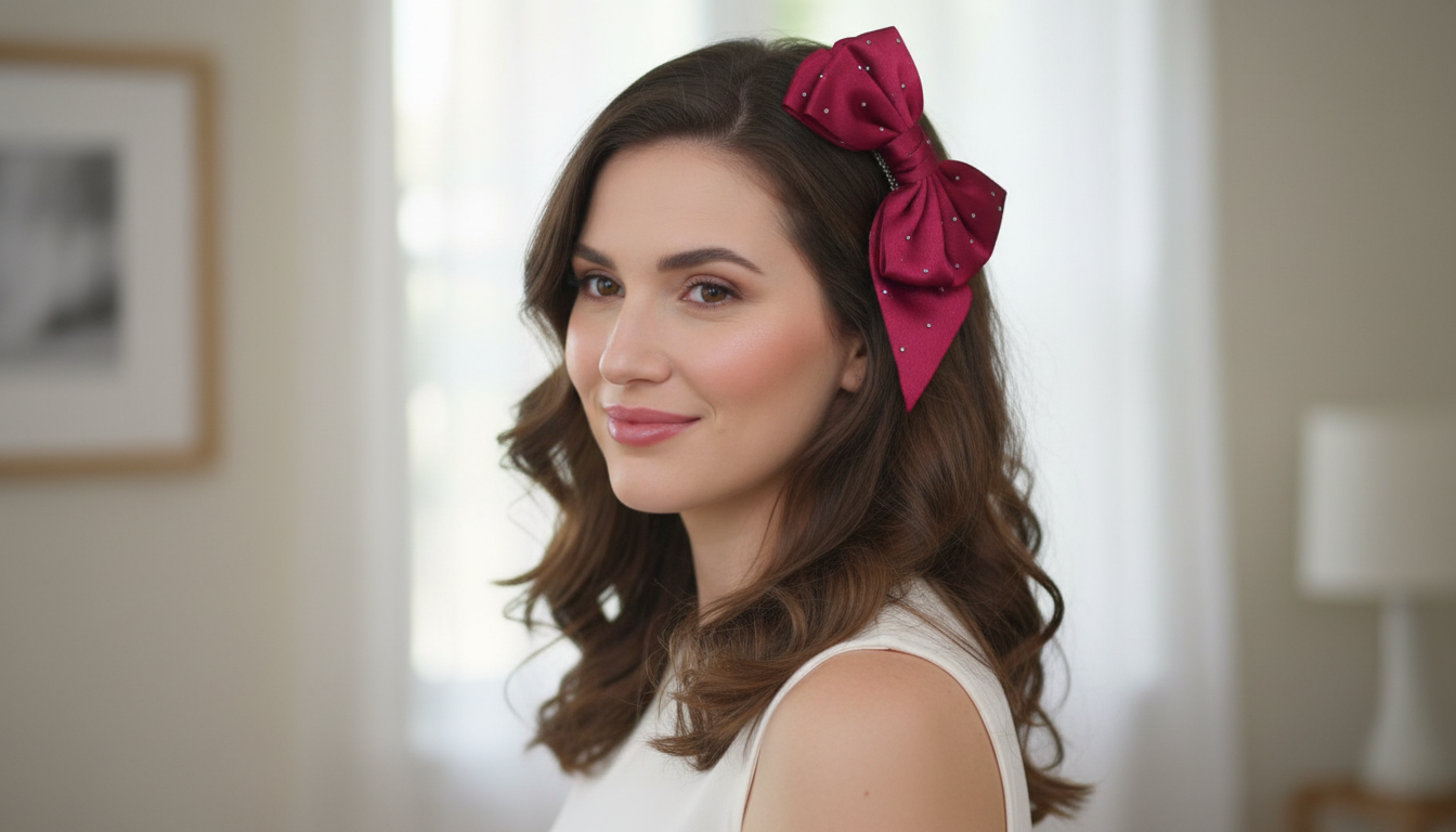 (054) MOQ: 6 | Flair Satin Hair Bow – (One Piece 26.Rs)