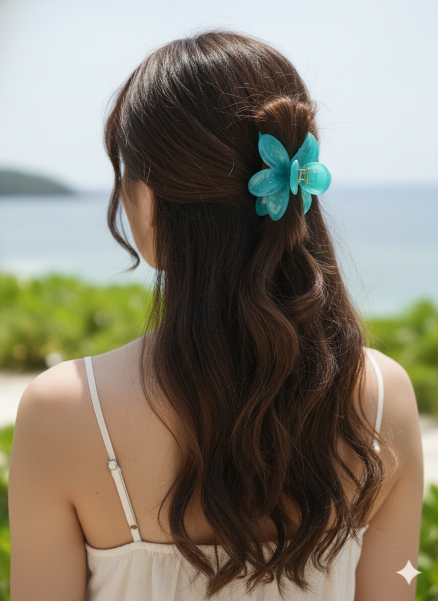(053) Stylish Big Flower Claw Hair Clip – (One Piece 25.Rs) – PACK OF 12 - 300