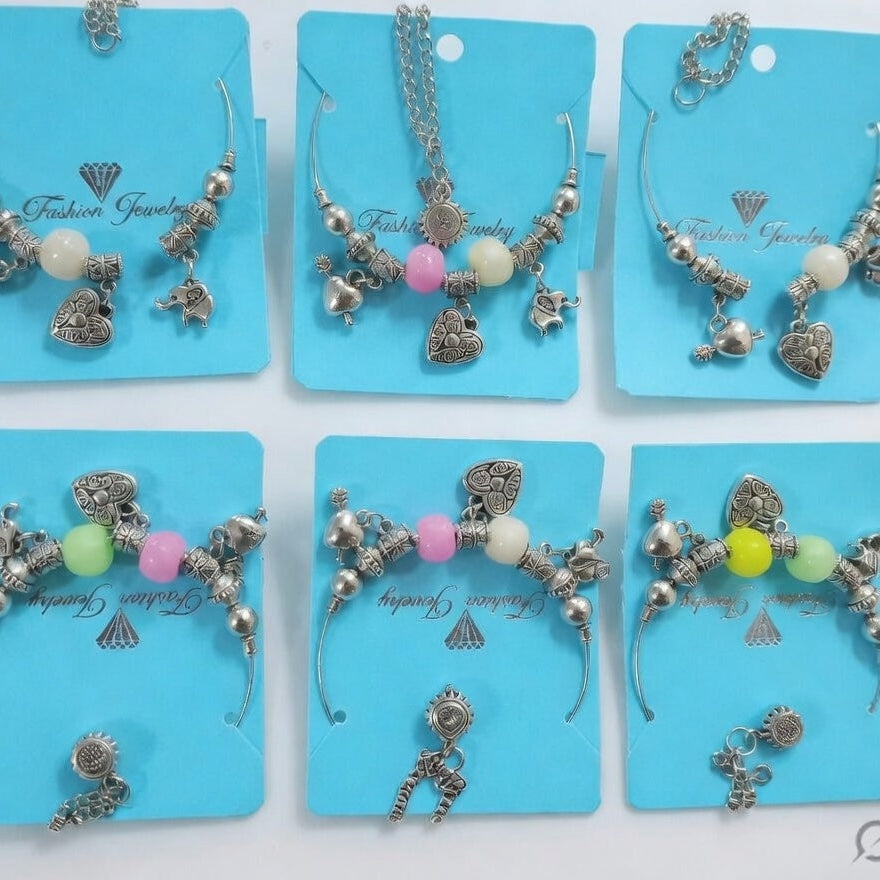 (042) Alloy Stainless Steel Charm Bracelet –  (Single Piece 25.Rs) PACK OF 12 – 300