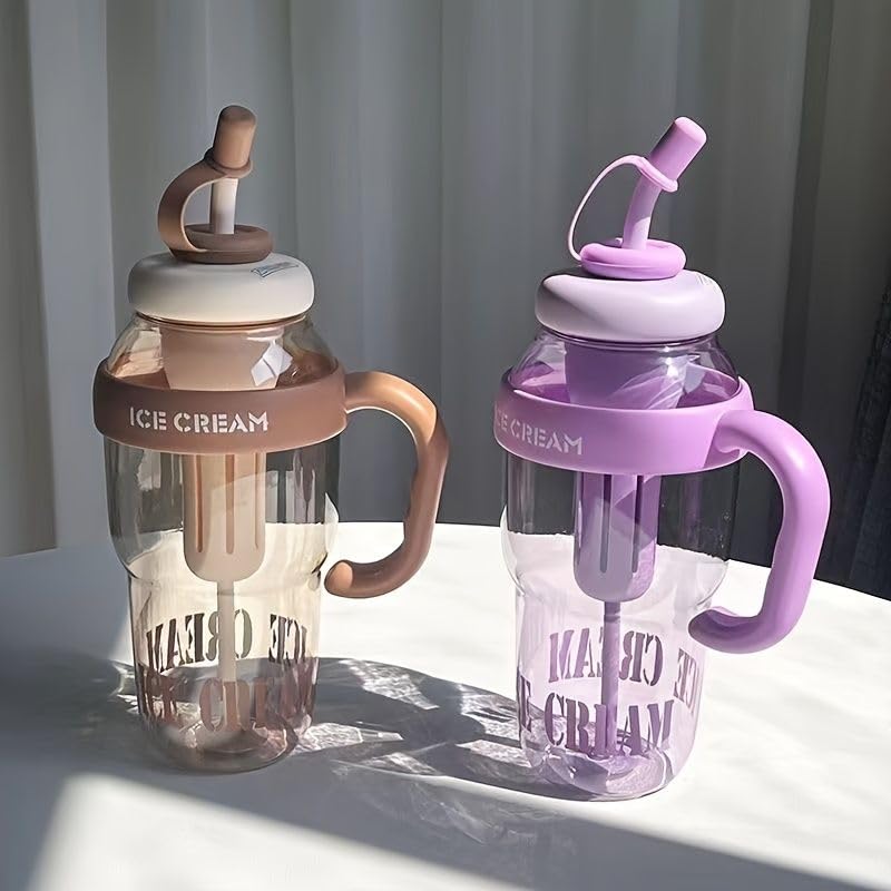 (B-022) Insulated Ice Cream Design Water Bottle 1300ml with Straw