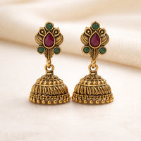 (056) Traditional Gold Plated Jhumka Earrings – (₹30 Each | MOQ: 6 Pairs)