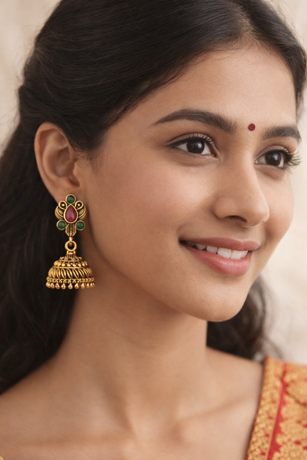 (056) Traditional Gold Plated Jhumka Earrings – (₹30 Each | MOQ: 6 Pairs)