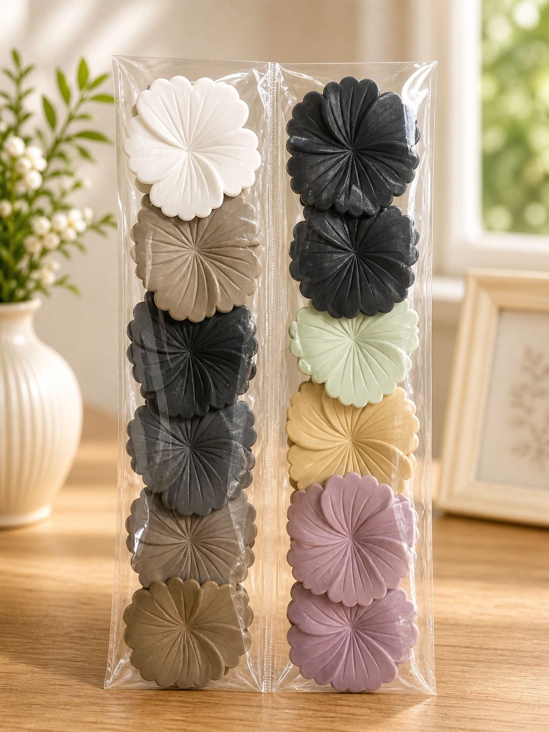(086) Hibiscus Flower Hair Claw Clips (₹17 Per Piece | Pack of 12 - ₹200)