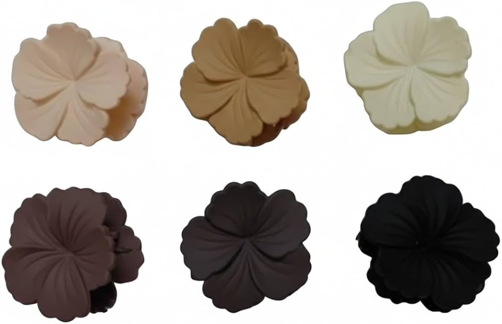 (086) Hibiscus Flower Hair Claw Clips (₹17 Per Piece | Pack of 12 - ₹200)