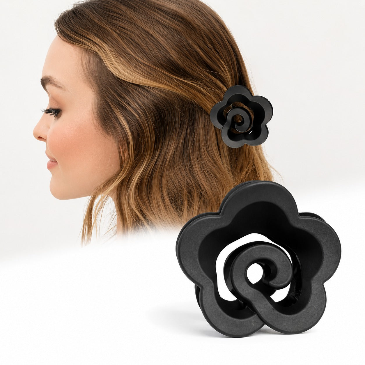 (089) Mini Korean Style Rose Flower Hair Claw Clip (Pack of 24 Pcs - ₹120)