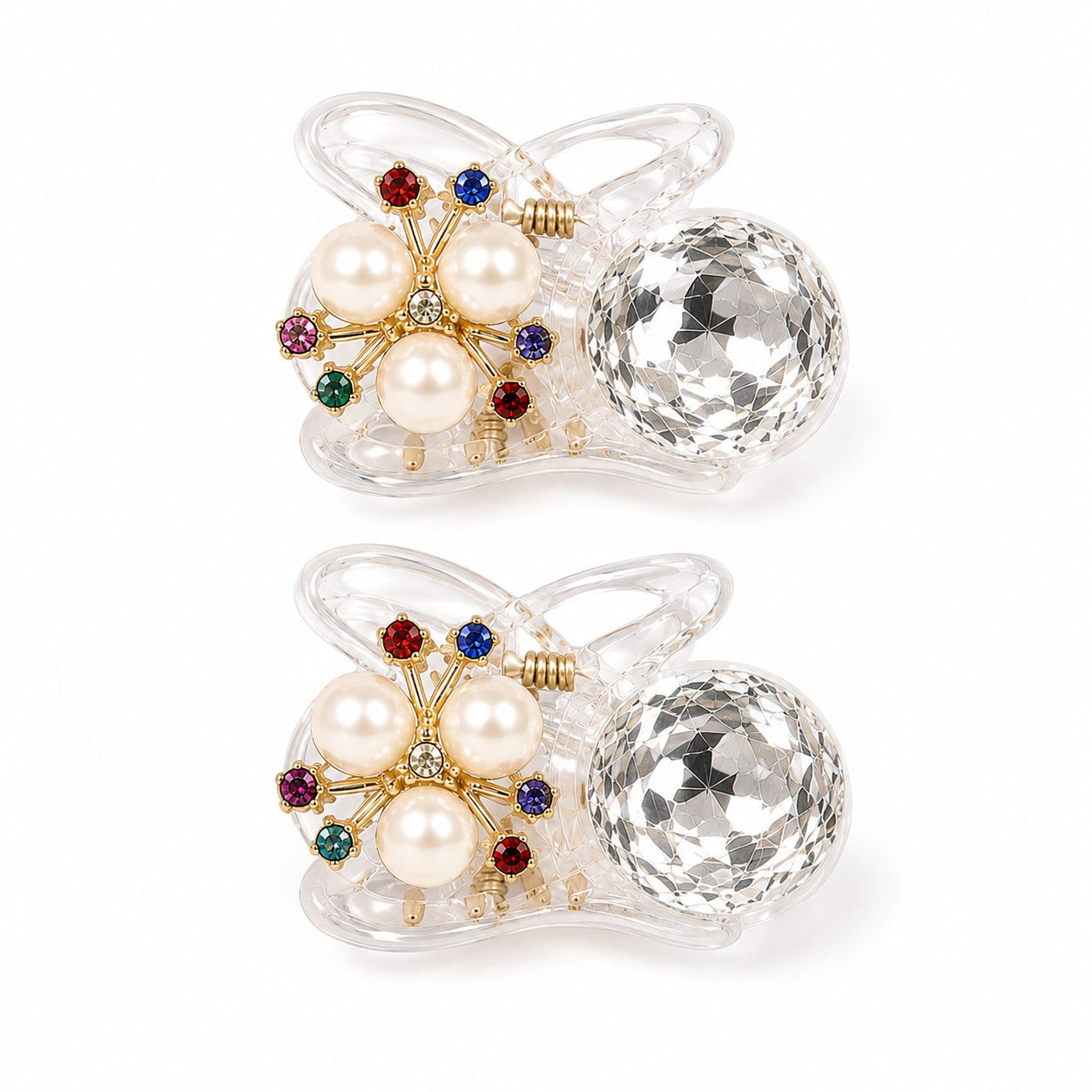 (090) Luxury Crystal Pearl Hair Clutcher (₹13 Per Piece | Pack of 12 - ₹156)