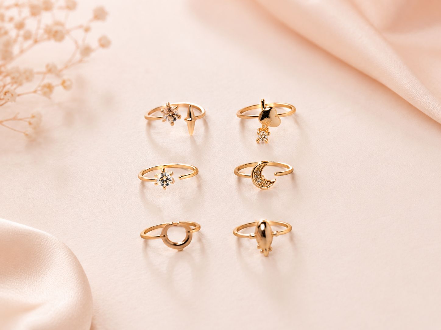 (091) (MOQ -4) Premium Korean Style Adjustable Finger Ring (Per Piece - 45 Rs)