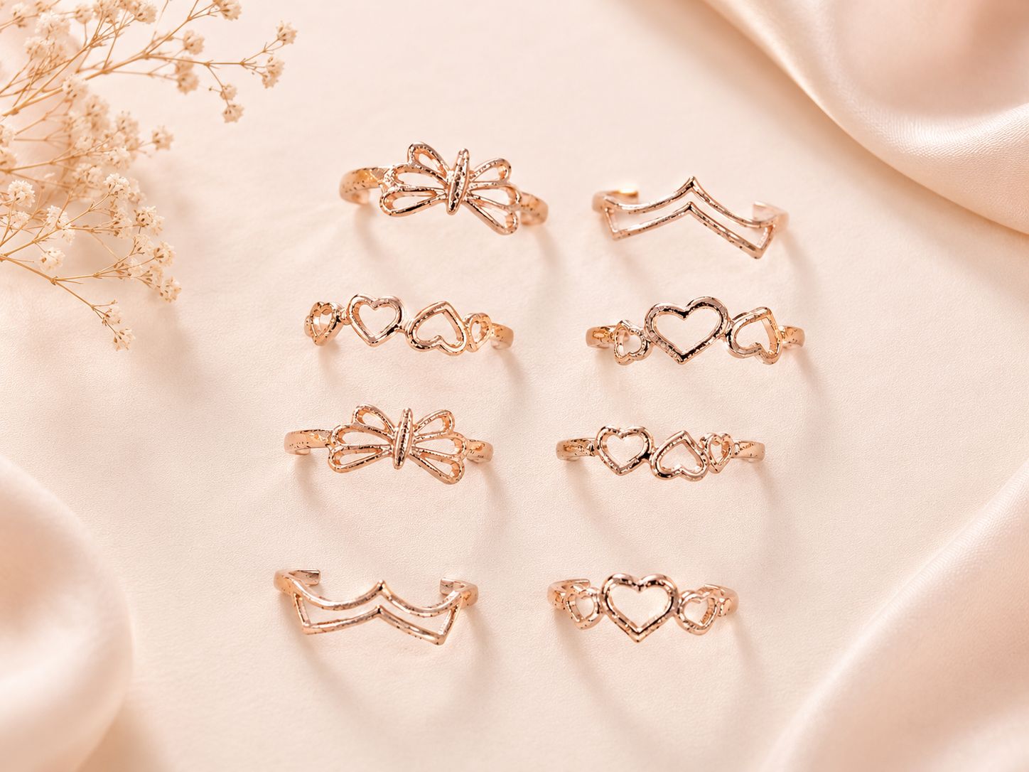 (092) (MOQ - 4) Rose Gold Adjustable Design Ring (Per Piece - 20 Rs)