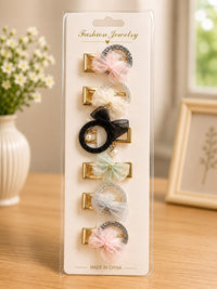 (093) (MOQ - 4 Pcs) Bow Hair Barrette Clip (1 Pack - 6 Pcs | Per Pce - 30 Rs)