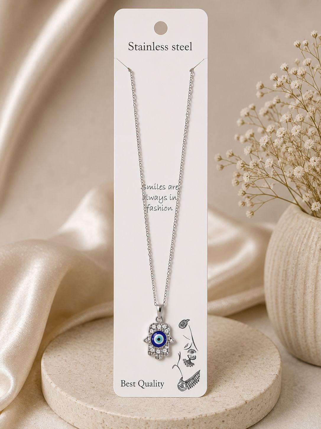 (094) (MOQ - 4) Korean Invisible Chain Pendant Necklace (Per Pcs - 20 Rs | Pack of 12 - 200. Rs)