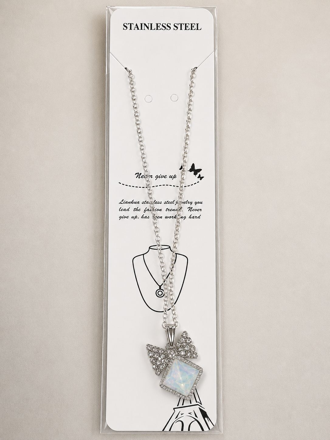 (094) (MOQ - 4) Korean Invisible Chain Pendant Necklace (Per Pcs - 20 Rs | Pack of 12 - 200. Rs)