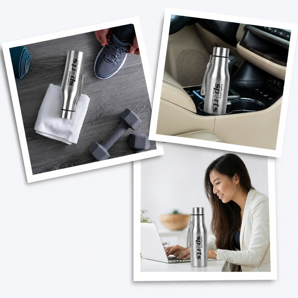 (B-035) Stainless Steel Sports Bottle 500ml Hot & Cold Water Bottle