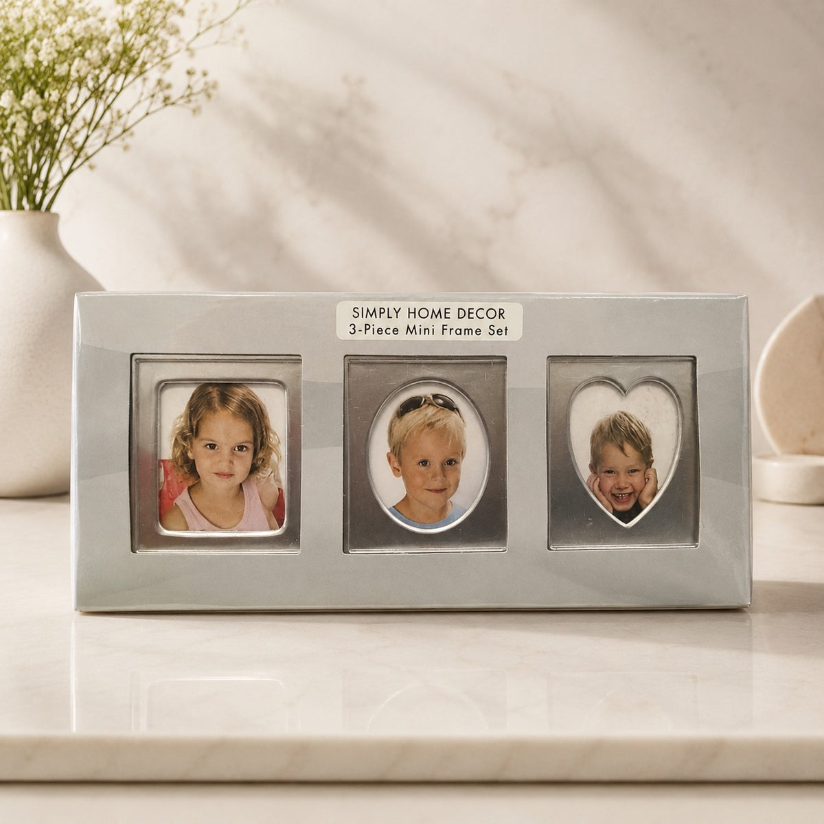 (G27) (MOQ 6 pcs) Mini Photo Frame Set (3 Shapes) – Each Frame 4x4 Size
