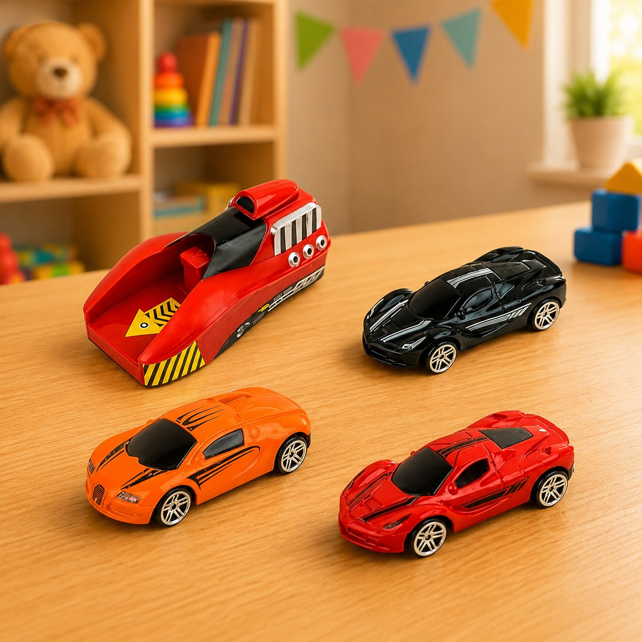 (T-015) 3-Piece Speed Challenge Toy Car Set with Launcher – Racing Cars for Kids
