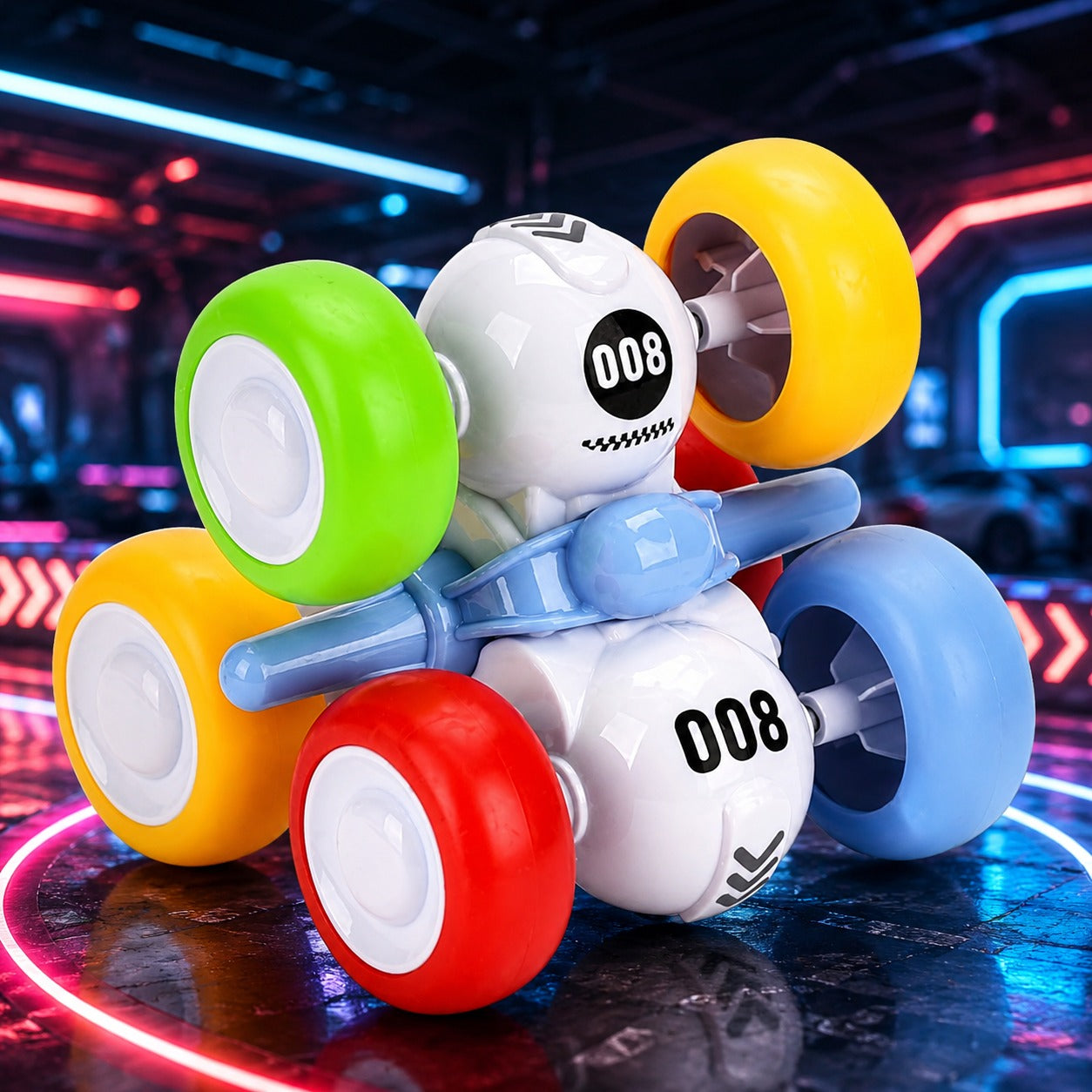 (T-038) 360° Rolling Stunt Car with 6-Wheel Friction Powered Action – Tumbling & Flip
