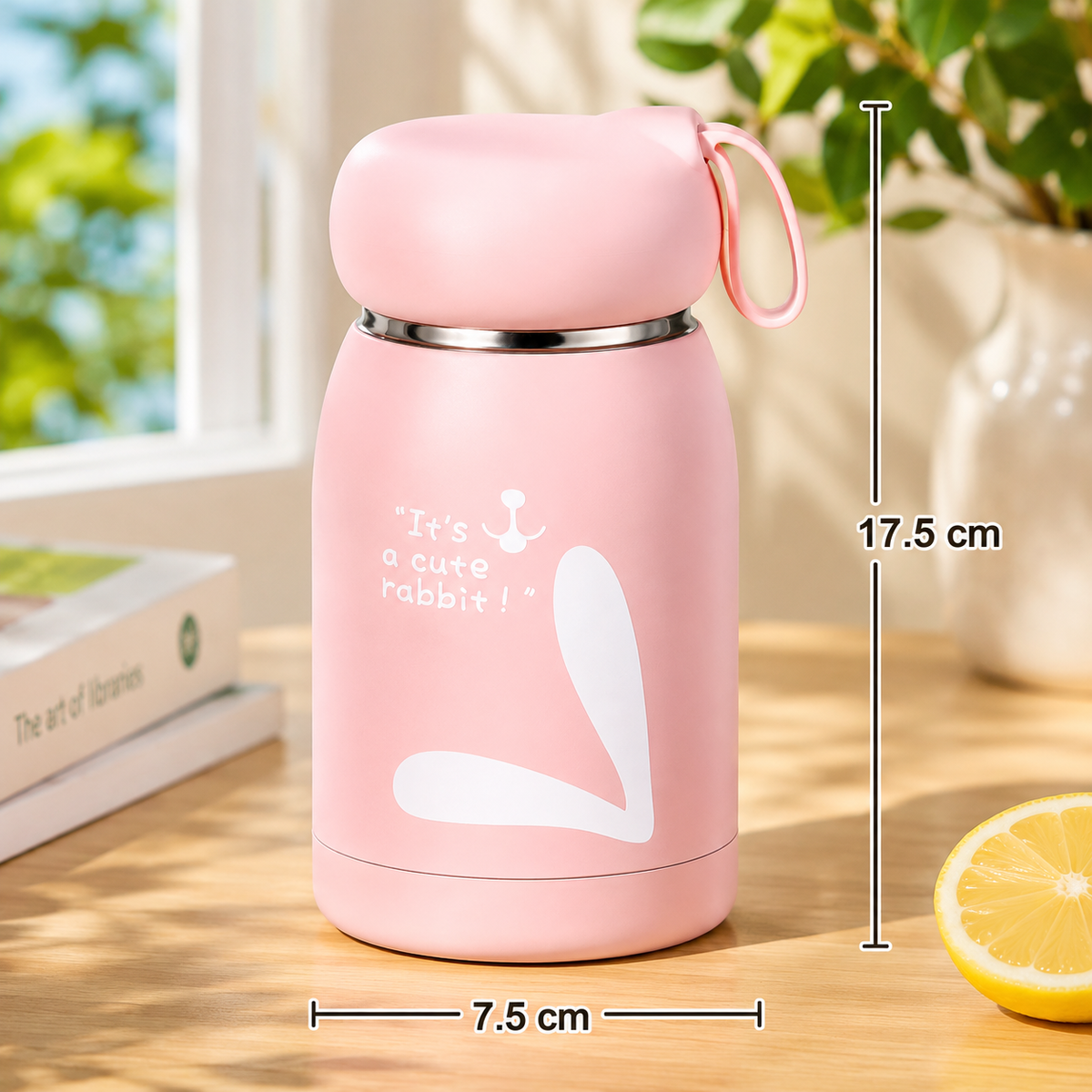(B5) (MOQ: 12 Pcs) Cute Bunny Mini Glass 340ml Water Bottle