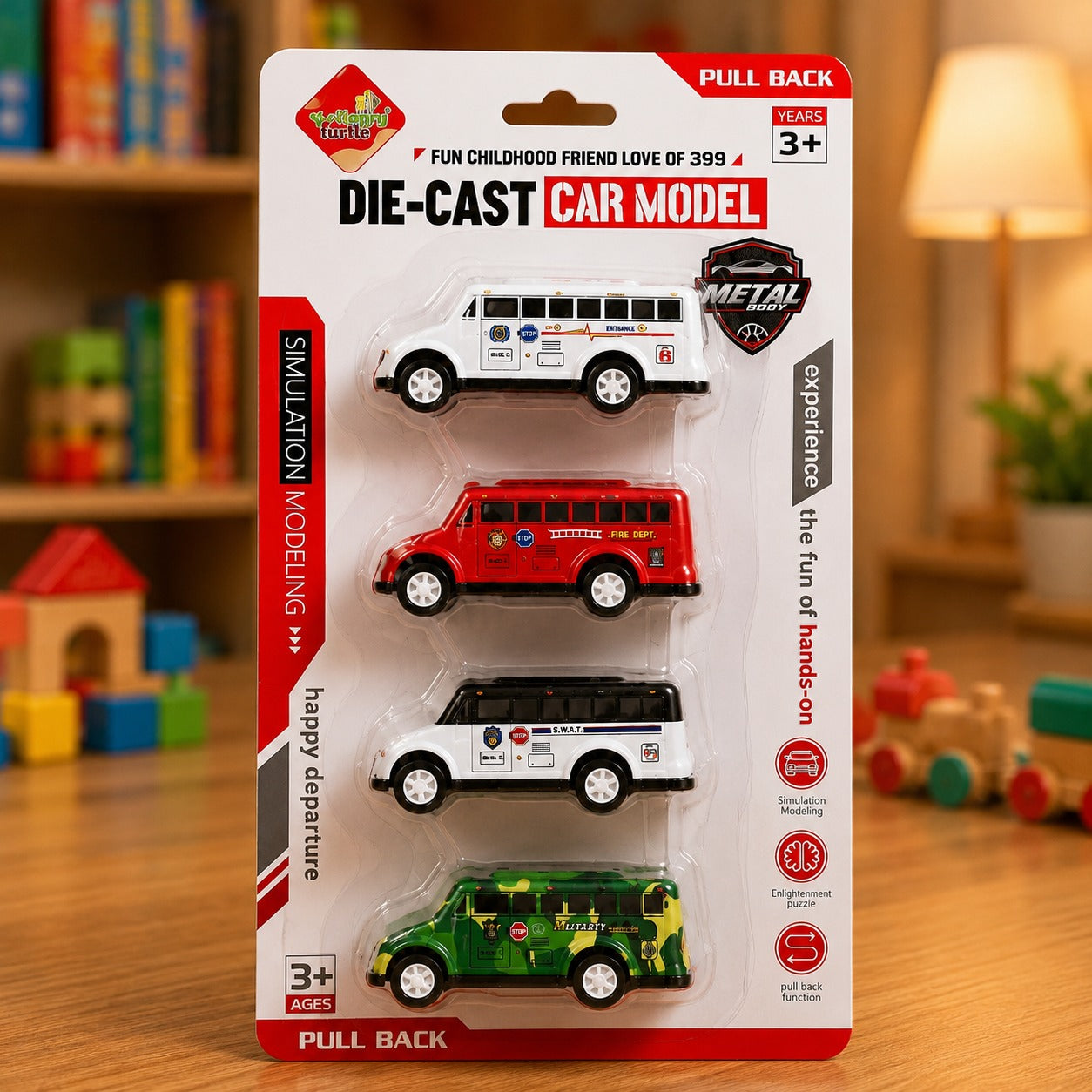 (T-021) Unbreakable Mini Cars for Kids | Pull Back Metal Toy (1 Pack - 4 Pcs)