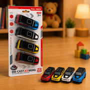 (T-021) Unbreakable Mini Cars for Kids | Pull Back Metal Toy (1 Pack - 4 Pcs)