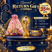 (BRC-03) (MOQ: 30 Pcs) Traditional Return Gift Combo with Potli Bag, Small Vel and Chocolate