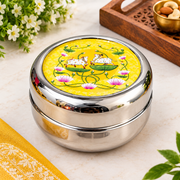 (R41) (MOQ-4Pcs) Stainless Steel Pichwai Design Tiffin Box (1pcs-100Rs)