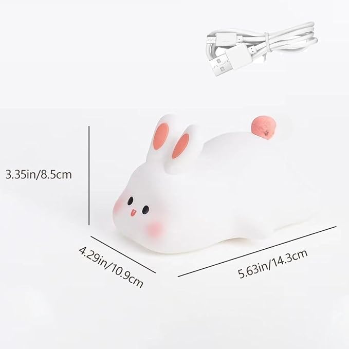 (LI19) Big Sleeping Rabbit LED Night Lamp – Soft Silicone Rechargeable Bedside Lamp