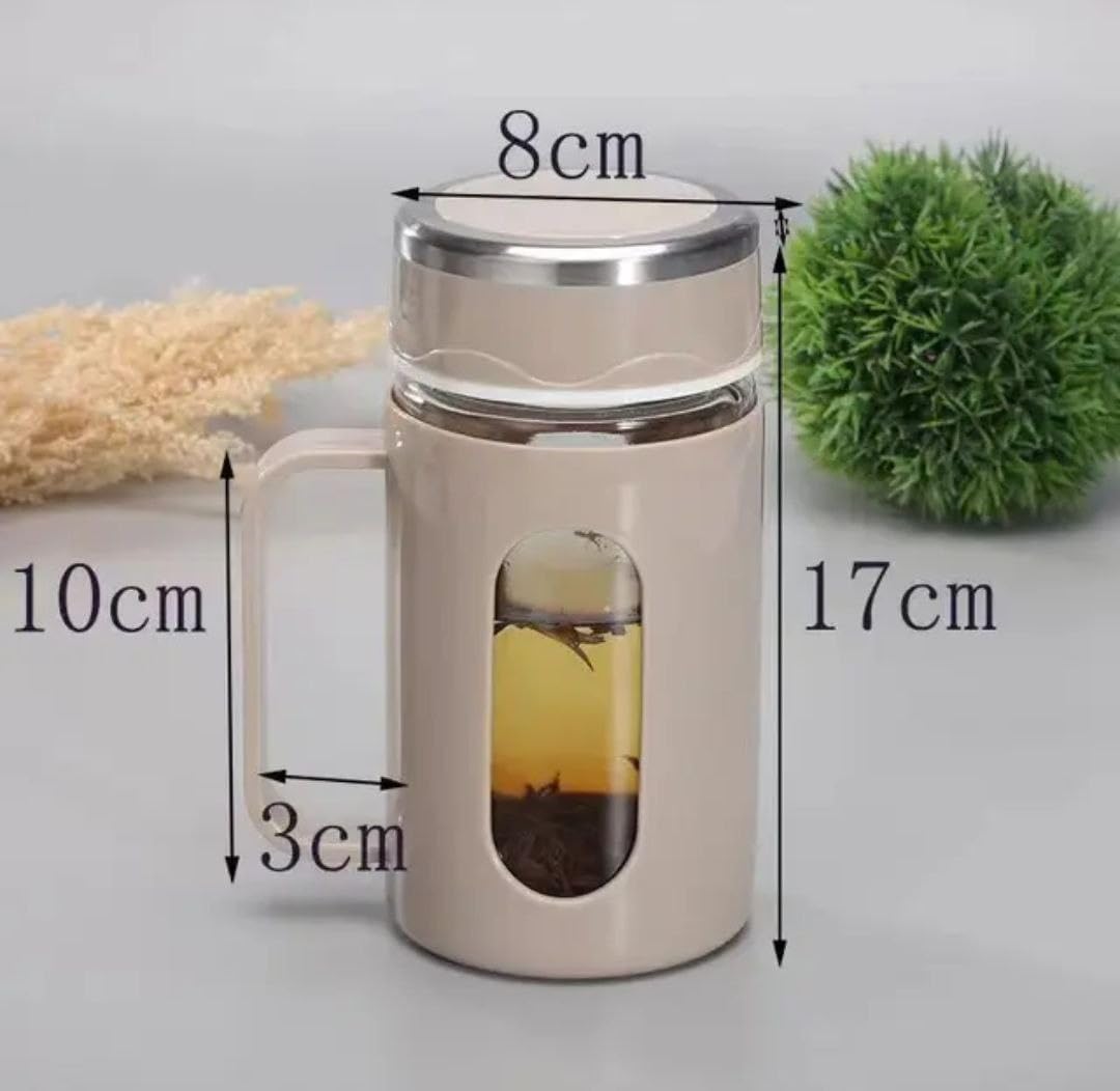 (B28) (MOQ: 4 Pcs) Travel Mug with Handle 420 Ml – Tea Jar Sipper Tumbler