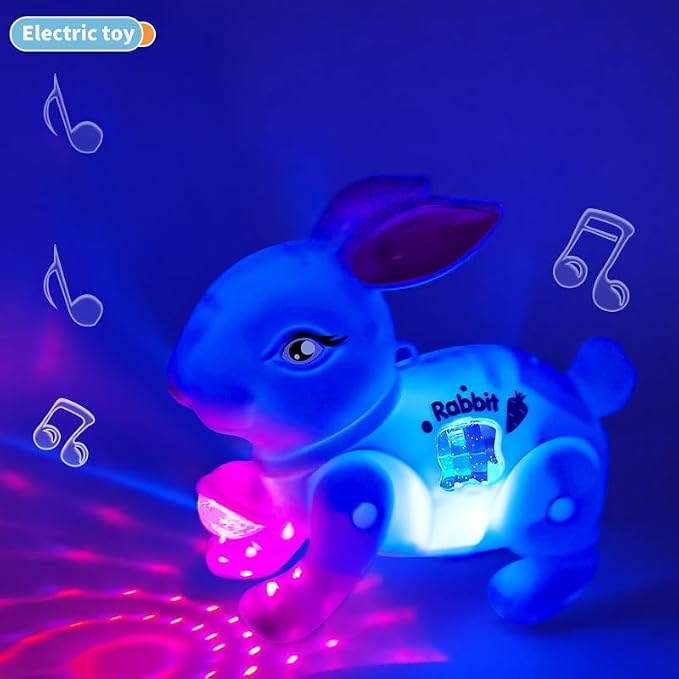 (T54) Carrot Rabbit Jumping & Walking Electronic Bunny with Lights and Music
