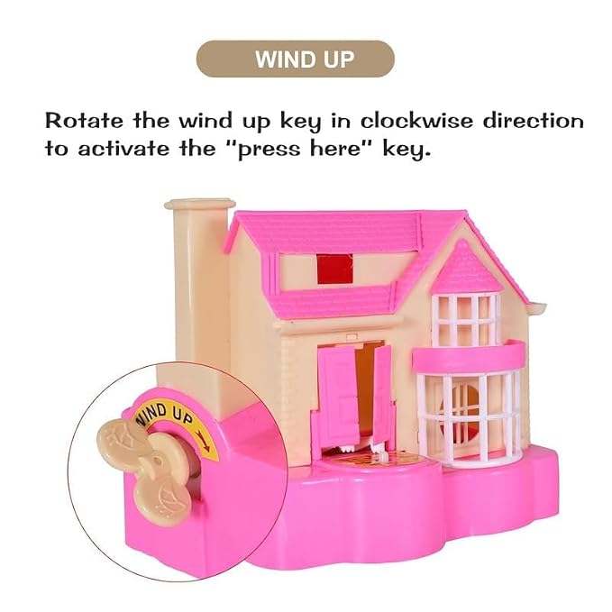 (T56) Pink Princess Dollhouse Playset with Puppy Toy