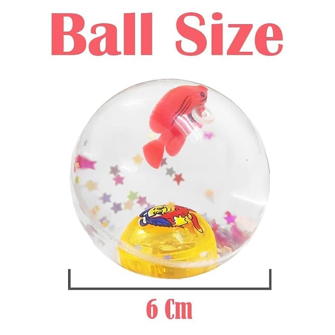 (T60) Colourful Glitter Water Ball with Cute Cartoon Animals – Birthday Sensory Toy