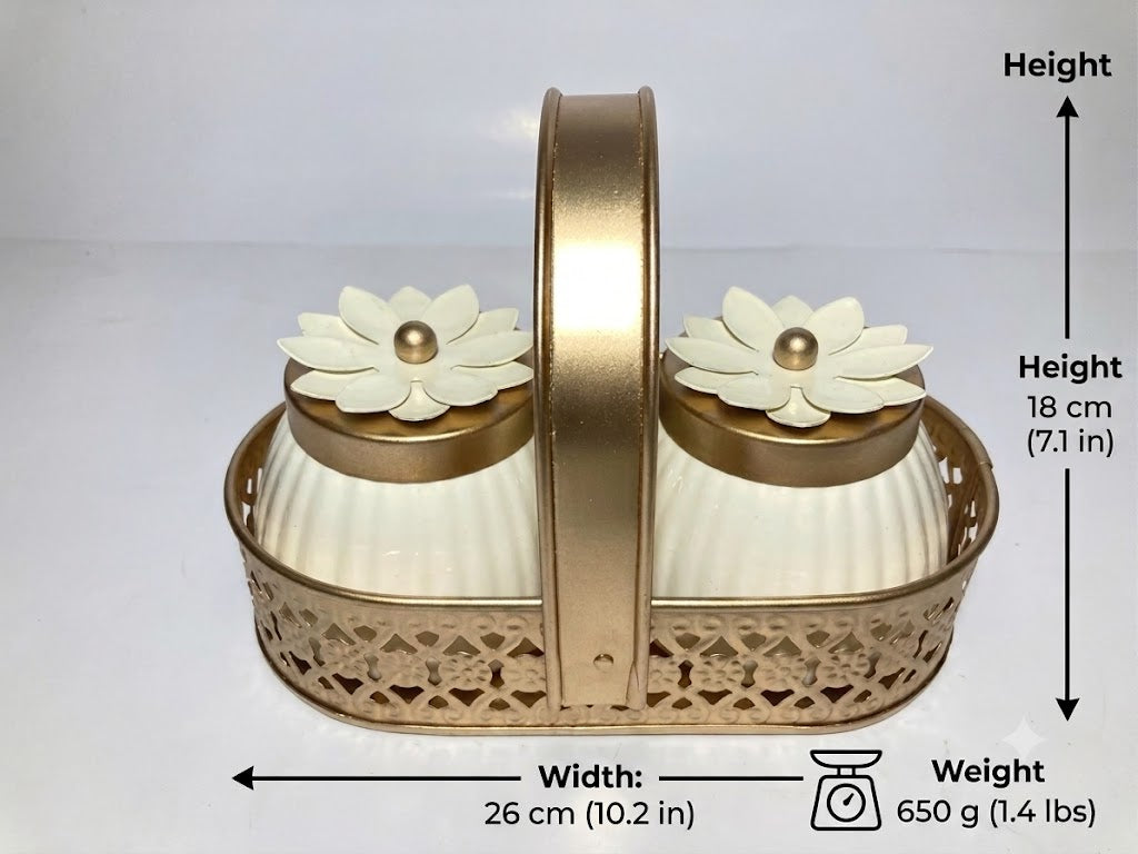 (R43) Golden Oval Metal Storage Basket with Handle (1Pcs-320Rs)