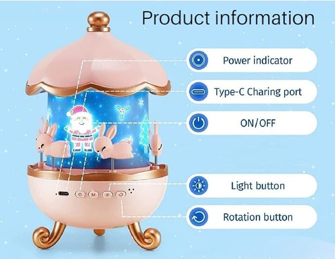 (LI7) Bunny Projector Night Light – 360° Rotatable LED Lamp with 15 Film Shades