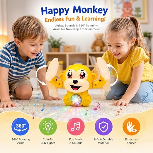 (T59) Cute Monkey Toy with Moving Arms – Interactive Cartoon Animal Toy