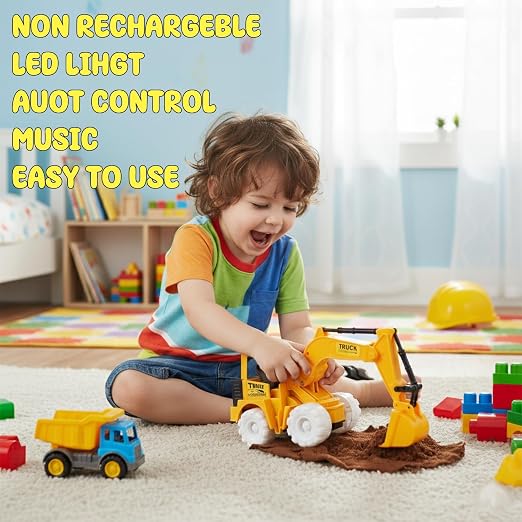 (T57) Musical Excavator Truck Toy with Colorful Wheels